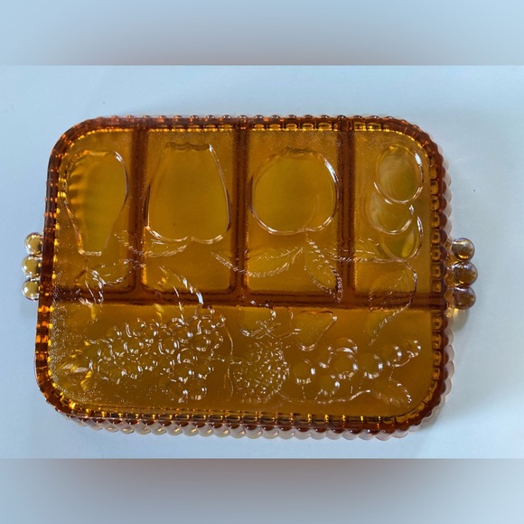 Amber Carnival Glass Tray - Picture 3 of 3